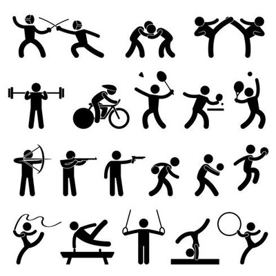 348985 indoor sport spel atletische set pictogram symbool teken pictogram vector