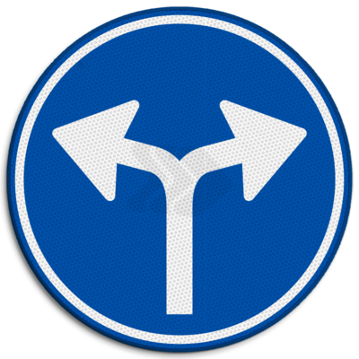 Verkeersbord rvv d07 verplichte rijrichting links of rechtsaf