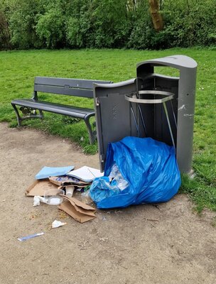 Vandalised bin